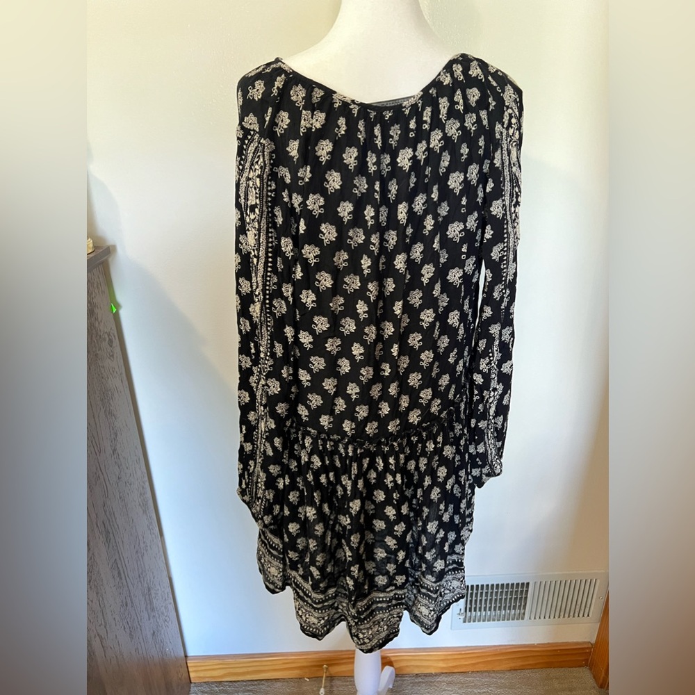 Zara Black Ling Sleeve light long sleeve shirt mini dress size Large - Picture 7 of 12